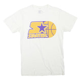 STARTER Mens White & Yellow Graphic Short Sleeve Crew Neck S T-Shirt