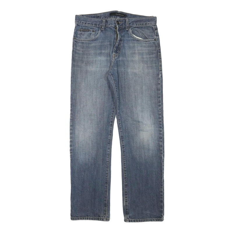 CALVIN KLEIN JEANS Mens Regular Fit Blue Denim W31 L30 Classic Cotton Blend Zip