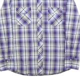 WRANGLER Mens Purple & White Check Western Shirt L Cotton Blend Comfortable Fit