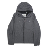 LEVI'S Mens Grey Hooded Jacket S Polyester Blend Zip Pocket Casual
