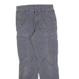 CARHARTT Mens Grey Relaxed Straight Trousers W32 L34 Durable Cotton Blend