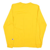 CHAMPION Mens Yellow Long Sleeve Crew Neck Graphic T-Shirt S Cotton Blend