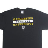 PORT COMPANY Mens Black Manchester Spartans University Graphic T-Shirt XL Short
