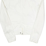 CALVIN KLEIN JEANS Womens White Cotton Blend Zip Jacket S Plain Stylish Classic