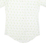 Mens White & Yellow Abstract Print Short Sleeve Cotton Blend Shirt M Casual