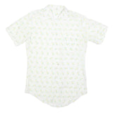 Mens White & Yellow Abstract Print Short Sleeve Cotton Blend Shirt M Casual
