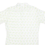 Mens White & Yellow Abstract Print Short Sleeve Cotton Blend Shirt M Casual