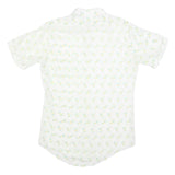 Mens White & Yellow Abstract Print Short Sleeve Cotton Blend Shirt M Casual