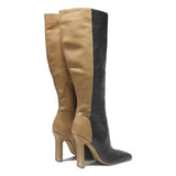 ASOS Womens High Knee Boots Leather Black & Brown UK 5 Stylish Elegant