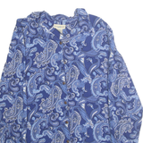 TRAVELSMITH Womens Blue Paisley Shirt L Rayon Long Sleeve Button Closure