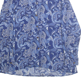 TRAVELSMITH Womens Blue Paisley Shirt L Rayon Long Sleeve Button Closure