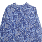 TRAVELSMITH Womens Blue Paisley Shirt L Rayon Long Sleeve Button Closure