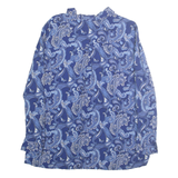 TRAVELSMITH Womens Blue Paisley Shirt L Rayon Long Sleeve Button Closure