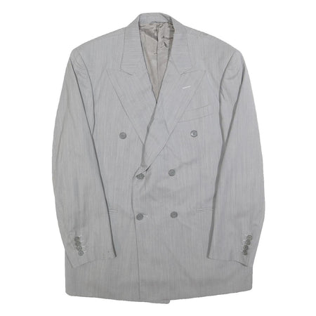 CERRUTI Mens Grey Wool Double Breasted Jacket L Woven Classic Button Closure