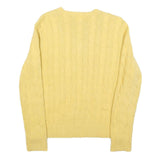 POLO RALPH LAUREN Womens Yellow Patterned Jumper Cable Knit Crew Neck M Cotton