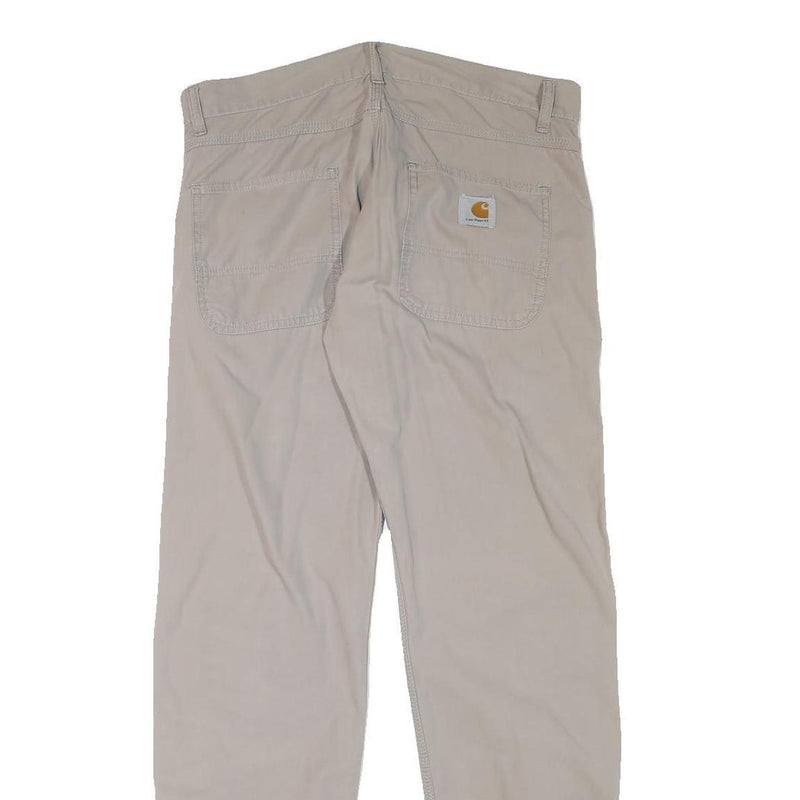 CARHARTT Mens Regular Fit Beige Cotton Blend Zip Trousers W33 L31 Workwear