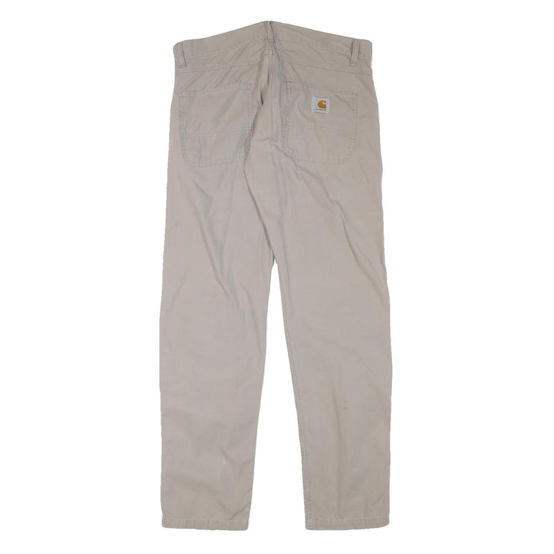 CARHARTT Mens Regular Fit Beige Cotton Blend Zip Trousers W33 L31 Workwear