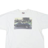 ONEITA Mens White Car Graphic T-Shirt XL Short Sleeve Crew Neck Cotton Blend