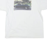 ONEITA Mens White Car Graphic T-Shirt XL Short Sleeve Crew Neck Cotton Blend