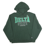 CHAMPION Mens Green Delta State Pullover Hoodie L Cotton Casual Sweatshirt