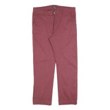 ATLAS FOR MEN Mens Cotton Blend Burgundy Regular Straight Trousers W38 L30