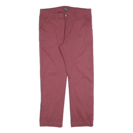 ATLAS FOR MEN Mens Cotton Blend Burgundy Regular Straight Trousers W38 L30