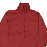 CARHARTT Mens Red Workwear Jacket S Polyester Blend Plain Zip Stand-Up Collar