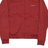 CARHARTT Mens Red Workwear Jacket S Polyester Blend Plain Zip Stand-Up Collar