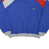 Womens Blue & Red Sweatshirt Round Neck L Colourblock Polyester Blend Casual