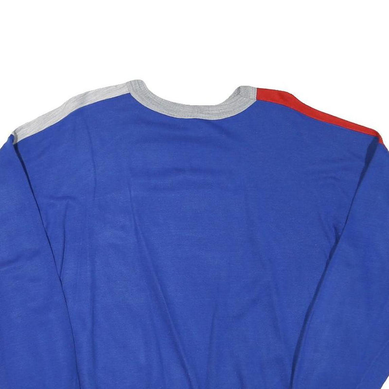 Womens Blue & Red Sweatshirt Round Neck L Colourblock Polyester Blend Casual