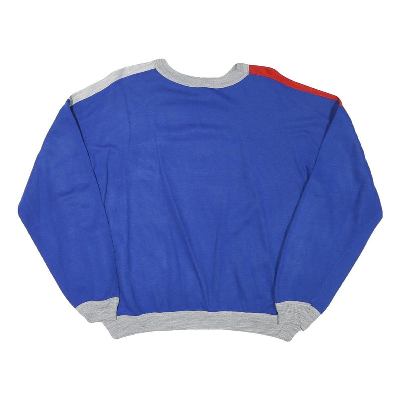 Womens Blue & Red Sweatshirt Round Neck L Colourblock Polyester Blend Casual