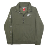 NIKE Womens Green 1/4 Zip S Sweatshirt Cotton Blend Casual Pullover