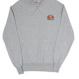 ELLESSE Mens Grey Hoodie S Cotton Blend Pullover Logo Casual Sweatshirt