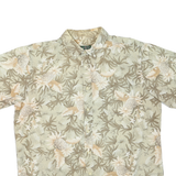 DAVID TAYLOR Mens Beige & Cream Floral Cotton Blend Shirt L Summer Casual Button