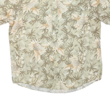 DAVID TAYLOR Mens Beige & Cream Floral Cotton Blend Shirt L Summer Casual Button