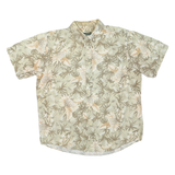 DAVID TAYLOR Mens Beige & Cream Floral Cotton Blend Shirt L Summer Casual Button