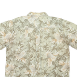 DAVID TAYLOR Mens Beige & Cream Floral Cotton Blend Shirt L Summer Casual Button