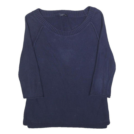 TOMMY HILFIGER Womens Navy Plain Cotton Pullover Crew Neck Jumper S Casual