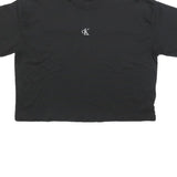 CALVIN KLEIN JEANS Womens Black Graphic T-Shirt S Short Sleeve Crew Neck Logo