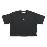 CALVIN KLEIN JEANS Womens Black Graphic T-Shirt S Short Sleeve Crew Neck Logo