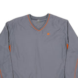 STARTER Mens Grey & Orange V-Neck Sweatshirt L Lightweight Polyester Blend