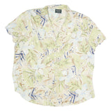 CANDA Womens Green & Blue Printed Shirt Short Sleeve Collared XL Casual Summer