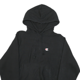 CHAMPION Mens Black Hoodie S Cotton Blend Pullover Drawstring Casual