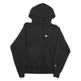 CHAMPION Mens Black Hoodie S Cotton Blend Pullover Drawstring Casual