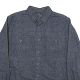 FREEDOM FOUNDRY Mens Blue Speckled Cotton Blend Shirt L Long Sleeve Button