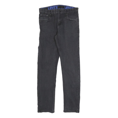 LEVI'S 502 Boys Jeans Black Slim Skinny Denim Medium W28 L30 Zip Cotton Blend