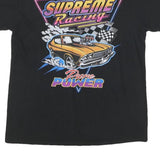 DOM Mens Black Supreme Racing Graphic T-Shirt M Short Sleeve Crew Neck Vintage