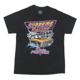 DOM Mens Black Supreme Racing Graphic T-Shirt M Short Sleeve Crew Neck Vintage