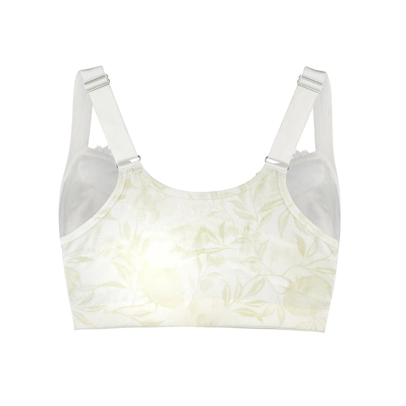 Back Support Silk & Organic Cotton Sports Bra (Floral Spritz & Lily white) - Juliemay Lingerie