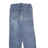Womens Blue Regular Fit Straight Cotton Blend Denim Jeans W31 L32 Cargo Pockets